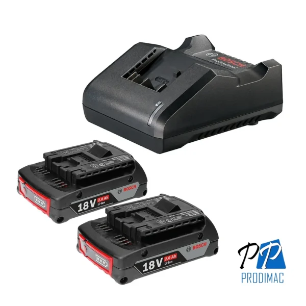 Starter Kit 2 Baterías Ion de Litio 18V 2.0 Ah + Cargador Bosch 1600.A02.RN1-000