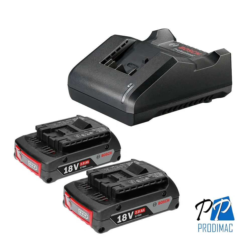 Starter Kit 2 Baterías Ion de Litio 18V 2.0 Ah + Cargador Bosch 1600.A02.RN1-000