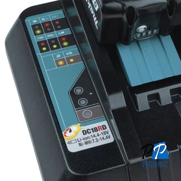 196933-6-3.webp Cargador Dual Óptimo Rápido para Baterías de Ion de Litio 18V LXT Makita DC18RD 196933-6