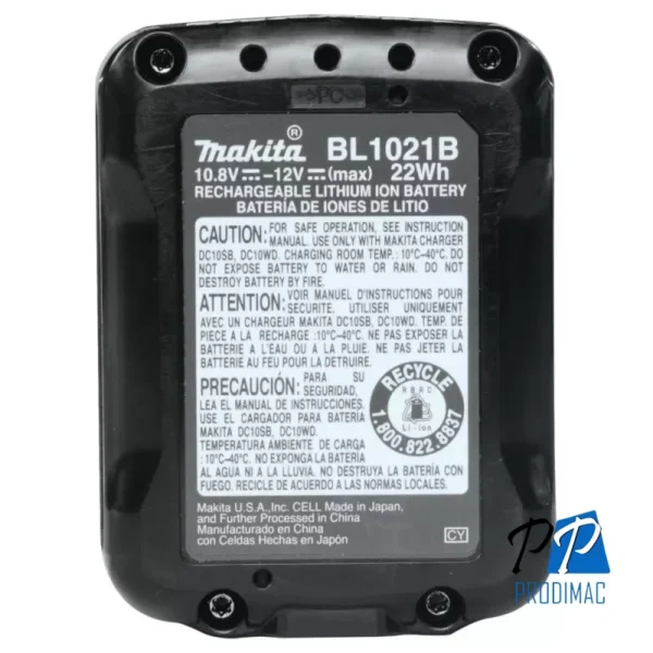 Batería de Ion de Litio 12V CXT 2.0Ah Makita BL1021B 197397-7