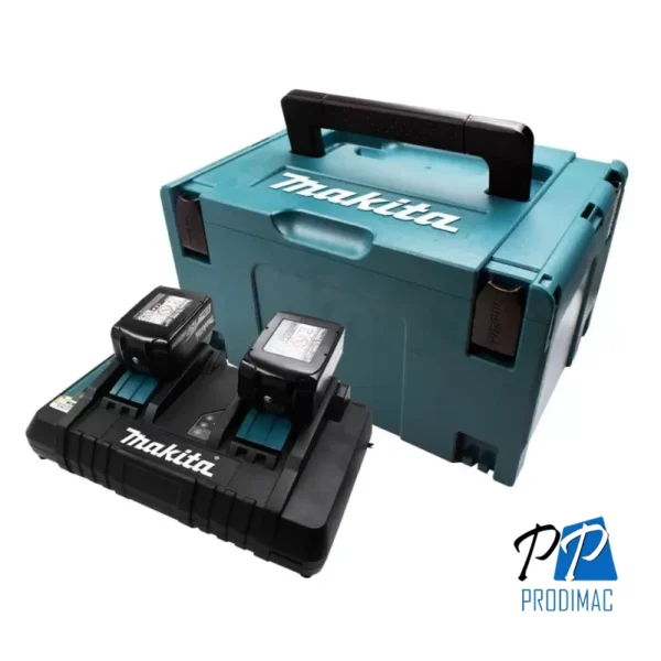 Set de 2 Baterías 18V LXT 5.0 Ah + Cargador Doble + MakPac Makita 197629-2