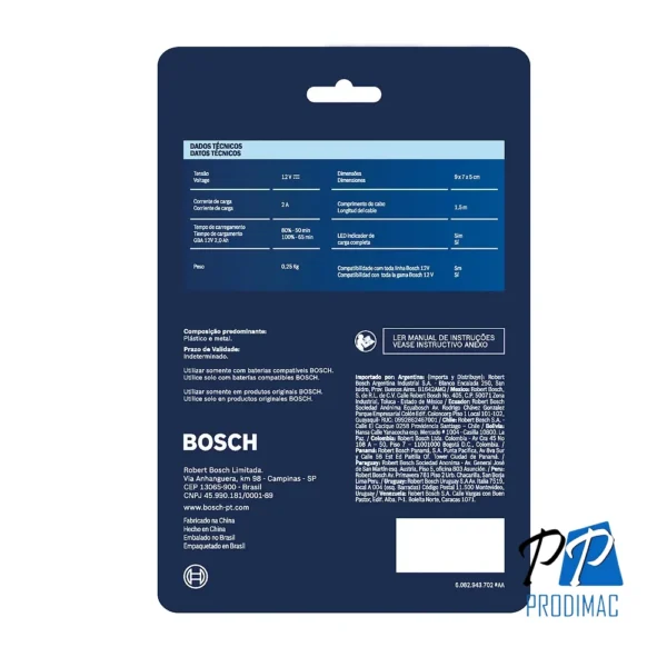 Cargador de Baterías Ion-Litio 12V máx Bosch GAL 12V-20 Blister 2608.000.728-000