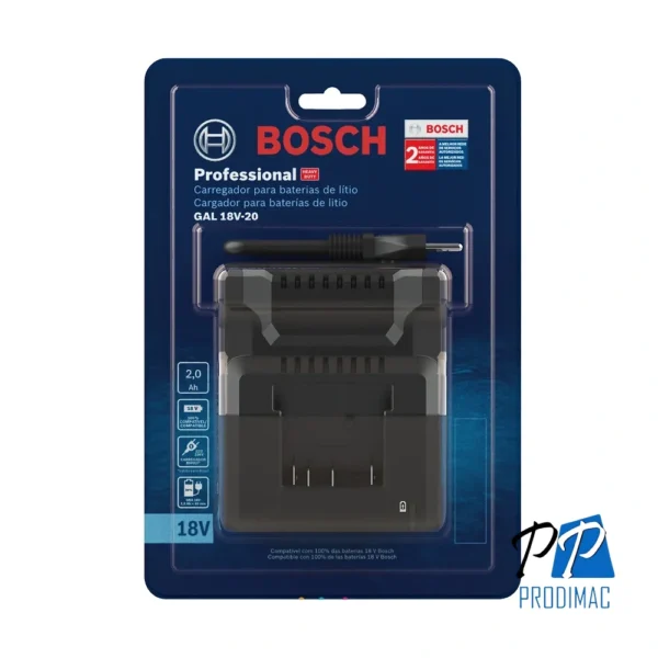 Cargador de Baterias 18V Bivolt 2 Ah Bosch GAL 18V-20 2608.000.733-000