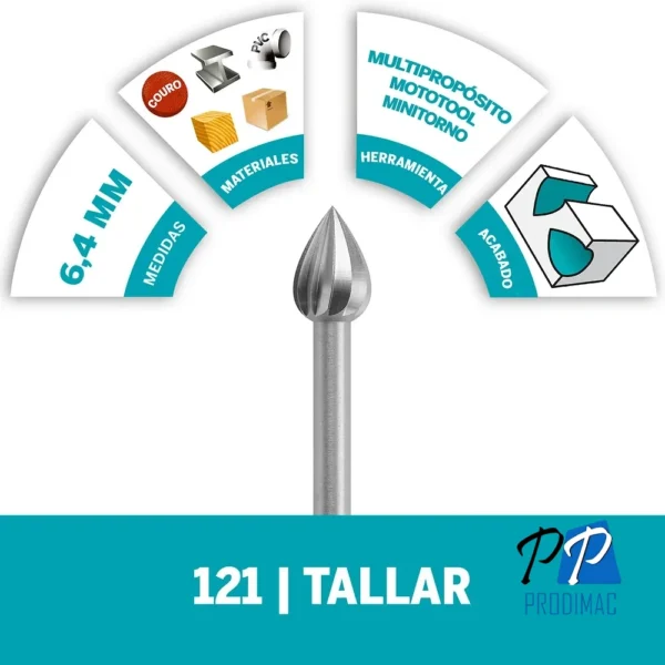 Fresa de Alta Vel Cónica 1/4" Dremel 121 2615.000.121-000