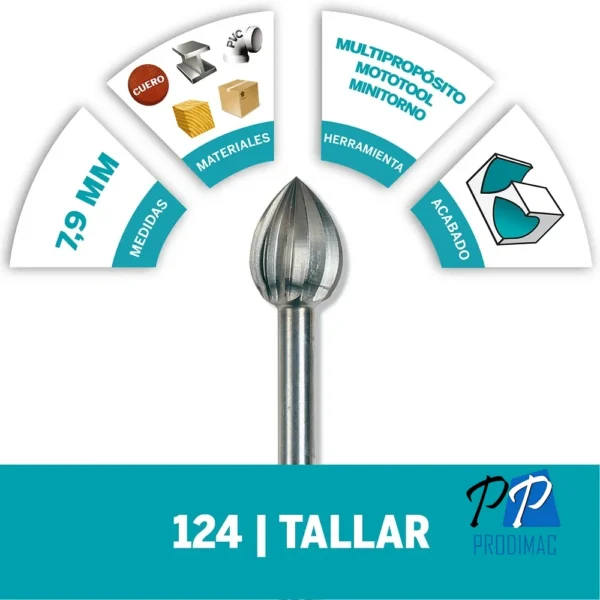 Fresa de Alta Vel conica 5/16" Dremel 124 2615.000.124-000