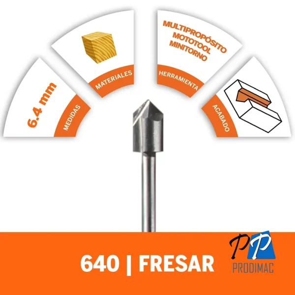Fresa de Ranuras en V" 1/4" Dremel 640 2615.000.640-000
