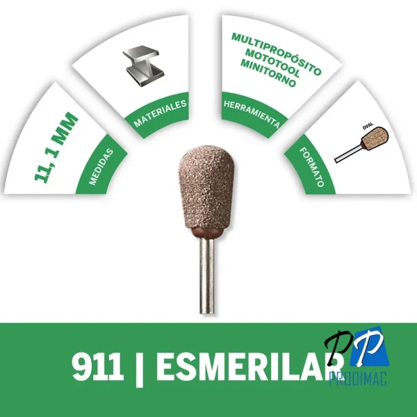 2615.000.911-000-3.webp Piedra Redonda de Óxido de Aluminio 7/16 Dremel 911 2615.000.911-000