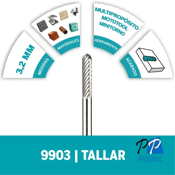 2615.009.903-000-3.webp Fresa Recta de Carburo de Tugsteno 1/8" Dremel 9903 2615.009.903-000