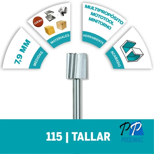 Fresa de Alta Vel Cilíndrica 5/16" Dremel 115 2615.011.5AC-000