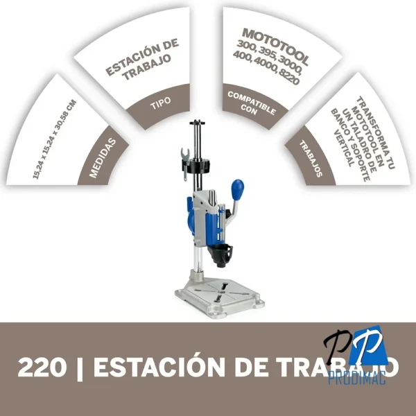 Soporte Vertical Giratorio Workstation Dremel 220 2615.022.0JB-000