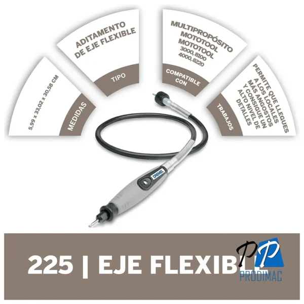 2615.022.5AJ-000-3.webp Eje Flexible Minitorno Dremel 225 Original Dremel 2615.022.5AJ-000