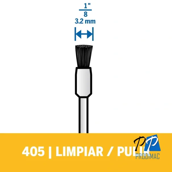 Cepillo de cerdas de Nylon 1/8" x 2 Und Dremel 405-02 2615.040.5AA-000