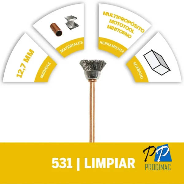 Cepillo de Acero Inoxidable 1/2" x 2 Unidades Dremel 531-02 2615.053.1AA-000