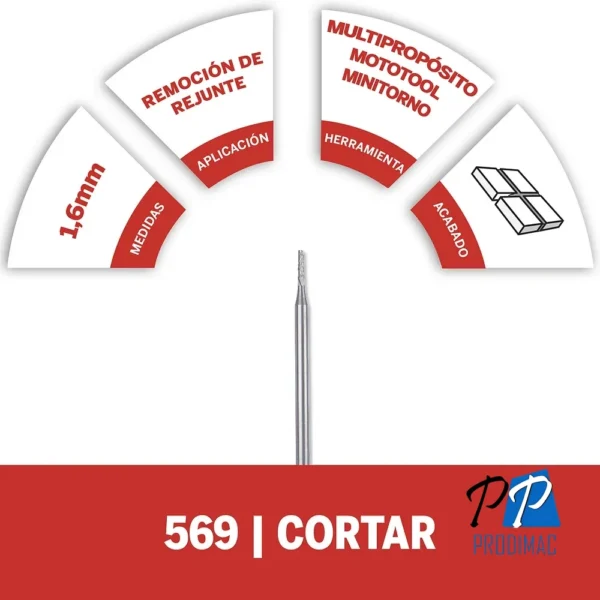 Broca para remocion de juntas 1,6 mm Dremel 569 2615.056.9AA-000