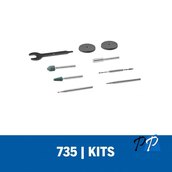 Micro Kit de 8 Accesorios Giratorios para Vidrio y Piedra Dremel 735-01 2615.073.5AA-000