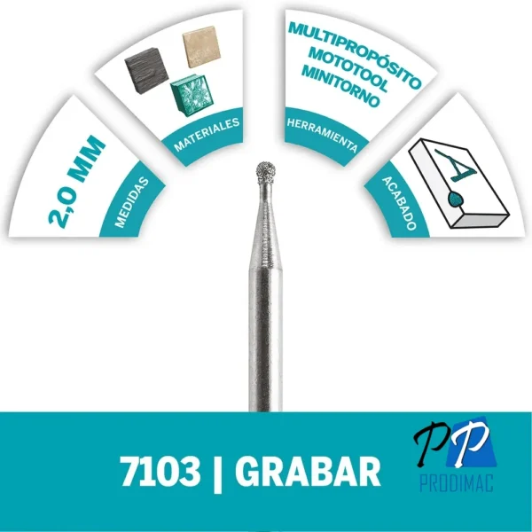 Punta de Diamante Esférica 5/64" Dremel 7103 2615.710.3AE-000