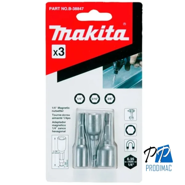 Set de Dados Hexagonal Pulgada 1/4" Hex 3 Pzs Makita B-38847