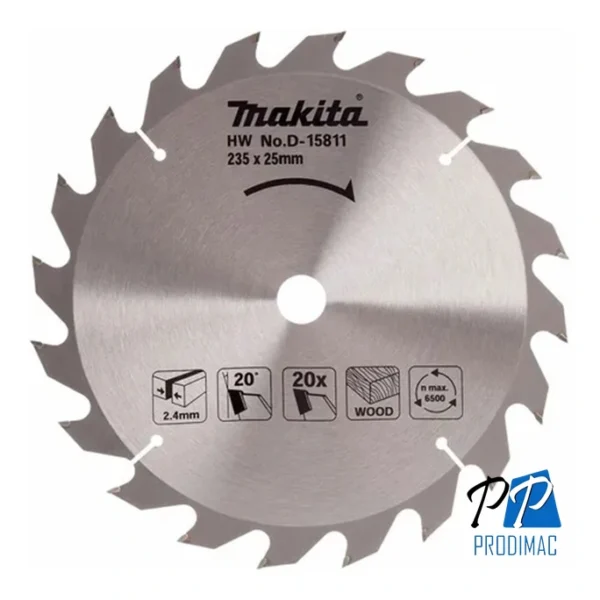 Disco de Sierra Circular para madera 9-1/4" x 0-63/64" 20 D D-15811 Makita