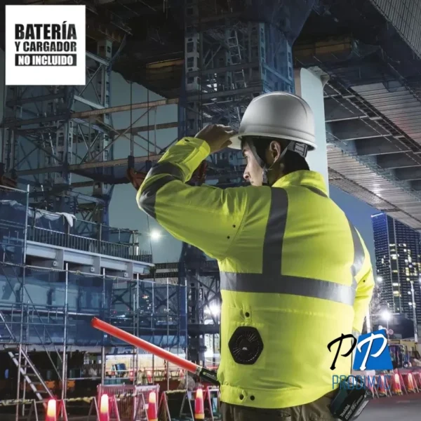 Casaca Ventilador 12V-18V 3 Niveles Reflectante Talla L Baretool (Sin Baterías / Sin Cargador) Makita DFJ214ZL