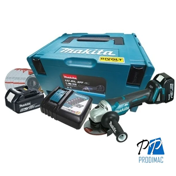 Amoladora Angular 4 1/2" 18V LXT BL 2 Bat y Carg Makita DGA455RTJ1