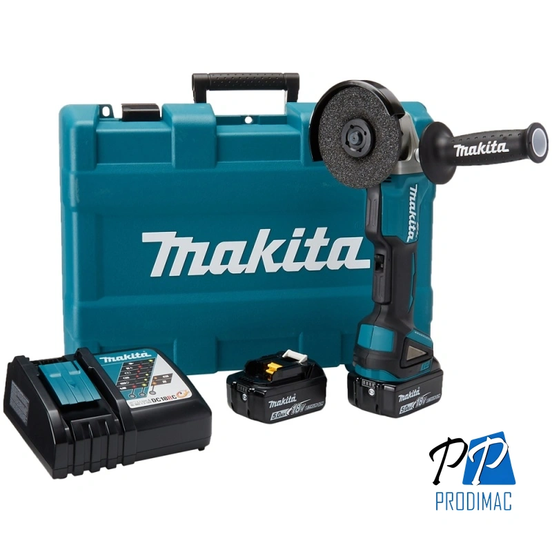 Amoladora Angular 4 1/2" 18V BL 1 Bat y Carg Makita DGA458RTE