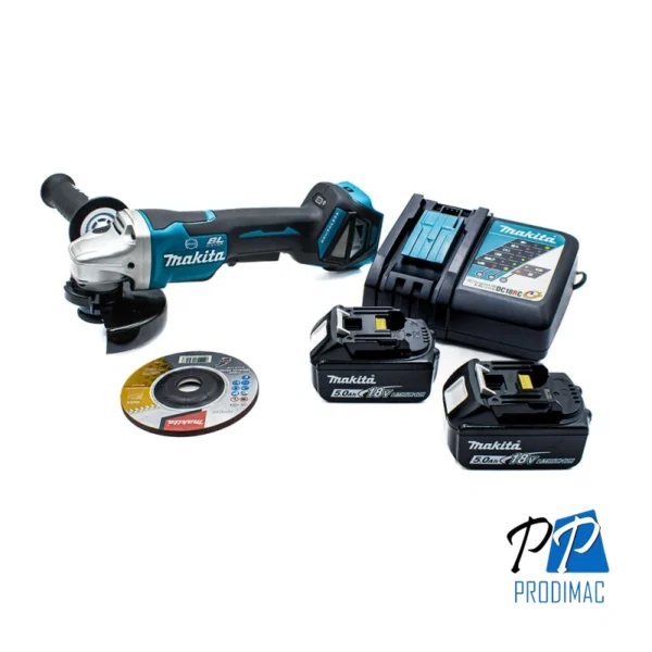 Amoladora Angular 4 1/2" 18V BL 1 Bat y Carg Makita DGA458RTE