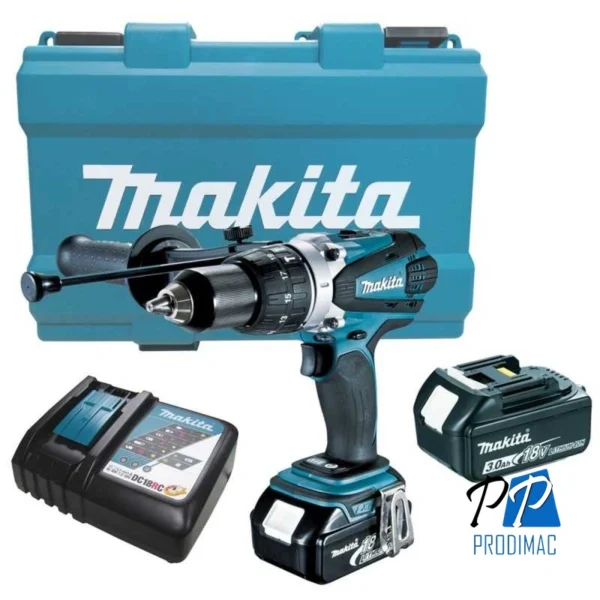 Taladro Percutor 1/2" 18V LXT Incl 2 Bat y Carg Makita DHP458RFE