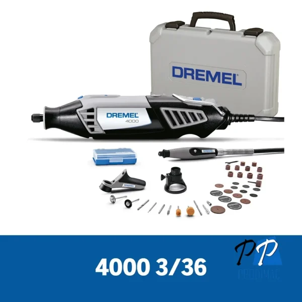 Minitorno Dremel 4000 + Kit 36 Accesorios + 3 Aditamentos F013.400.0NC-000
