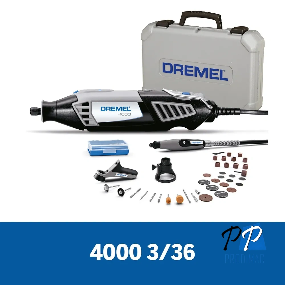 Minitorno Dremel 4000 + Kit 36 Accesorios + 3 Aditamentos F013.400.0NC-000
