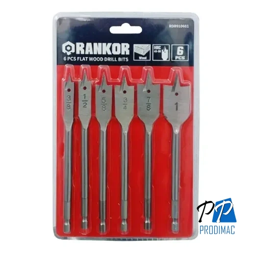 Set de Brocas Paleta Para Madera x6Pzs RDB910601 Rankor Encastre 1/4 Hex.