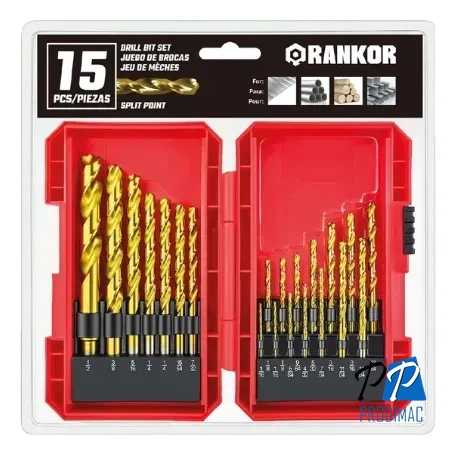 Juego de brocas para metal x15Pzs(1.5–10mm) Rankor HSS-Titanio 100000040