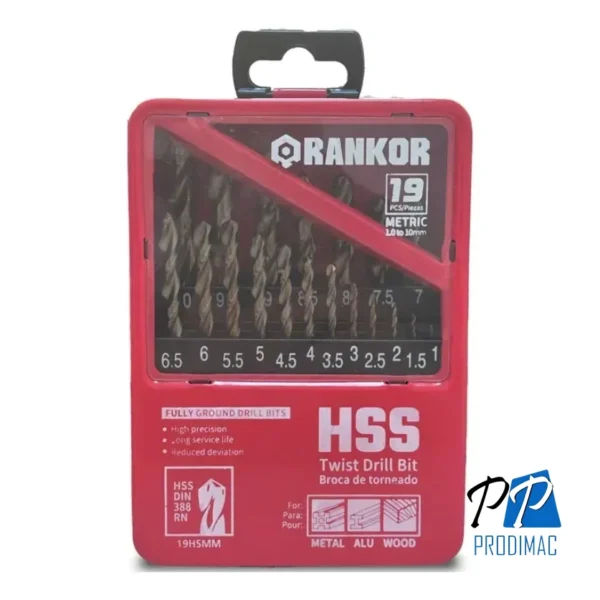 Juego de brocas para metal x19Pzs (1–10 mm) Rankor 100000042