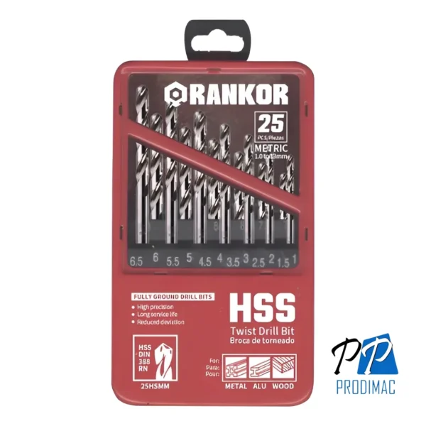 Juego de brocas para metal x25Pzs (1– 3mm) Rankor 100000043