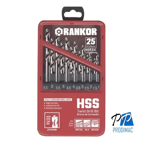 Juego de brocas para metal x25Pzs (1– 3mm) Rankor 100000043