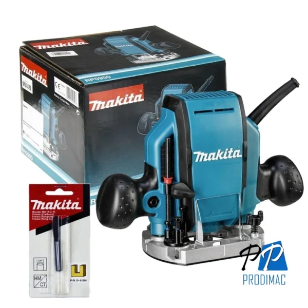 Ruteadora 3/8" - 1/4" 900W 35 mm + Fresa Recta Makita RP0900X3