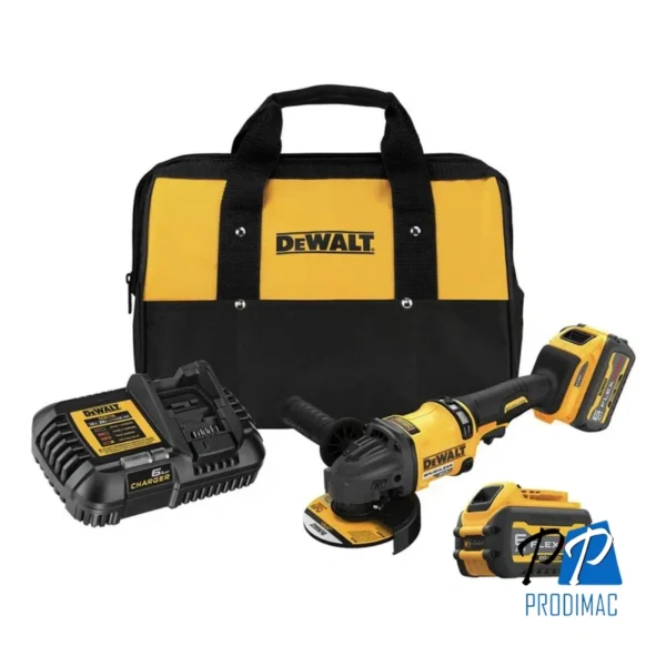 Amoladora Angular 5" 60V FlexVolt Brushless Incl 2 Bat + Carg Dewalt DCG418T2-B2