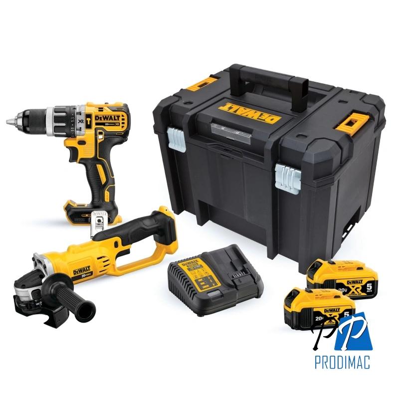 Taladro Percutor 1/2" DCD796 + Esmeril Angular 4 1/2" DCG412 20V Dewalt DCK209P2T-B2
