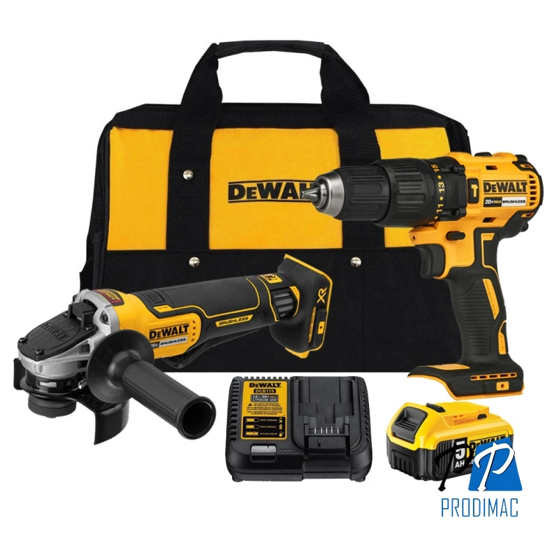 Taladro Percutor 1/2" + Esmeril Angular 4 1/2" + 1 Bat 5.0Ah Atomic Dewalt DCK248P1-B2