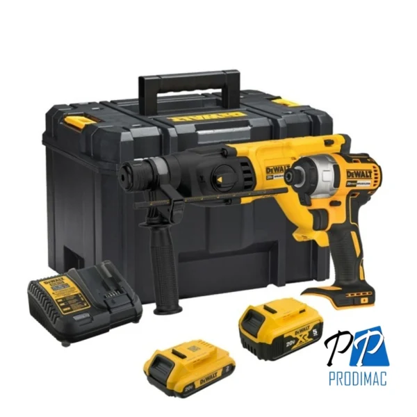 Rotomartillo Sds-Plus 2.6J + Atornillador de Impacto 1/4" 20V + 2 Bat + Caja de Herramientas Dewalt DCK260D1P1T-B2