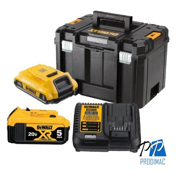 Rotomartillo Sds-Plus 2.6J + Atornillador de Impacto 1/4" 20V + 2 Bat + Caja de Herramientas Dewalt DCK260D1P1T-B2