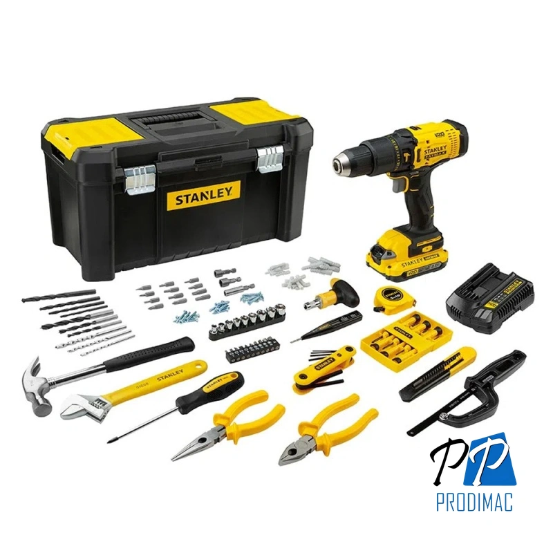 Taladro Percutor 1/2" 20V Inc 2 Bat y Carg + 119 pz Stanley SCD711C1H-B2