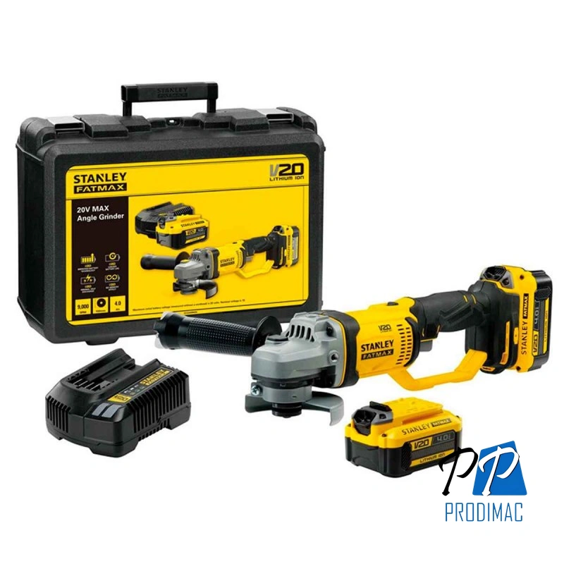 Amoladora Angular 4 1/2" 20V FatMax Inc 2 Bat y Carg Stanley SCG400M2K-B2