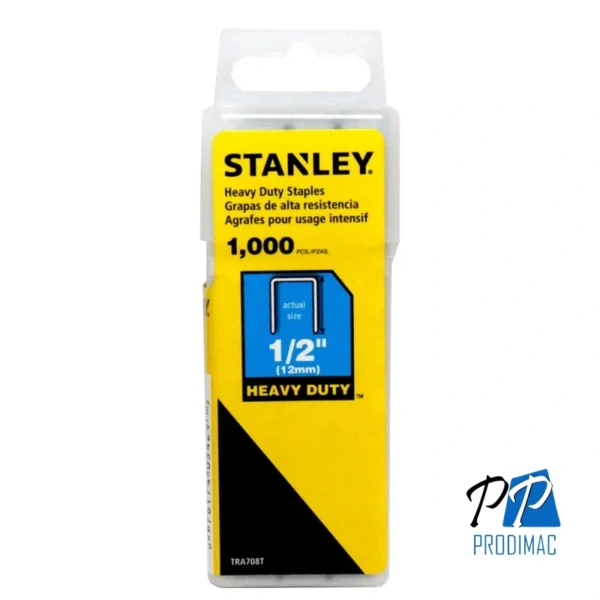 Grapas 12mm x 29/64" x 0.5mm 1000 Unidades Stanley TRA708T
